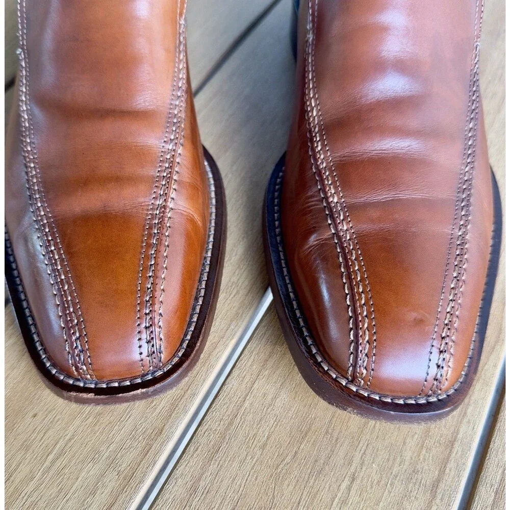 Cole Haan Men’s 8.5 M Brown Leather Square Toe Slip On Loafers Made Italy